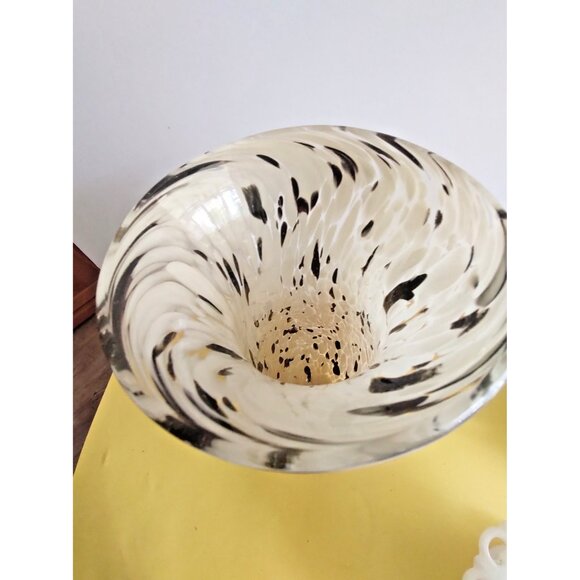 Todd Oldham Heavy Art Glass Vase White, Gold, Brown Mottle Design 12.5" - Picture 3 of 15